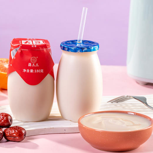 豆妃 大豆酸奶 原味/含糖原味/含糖红枣味 180g*12瓶 商品图4