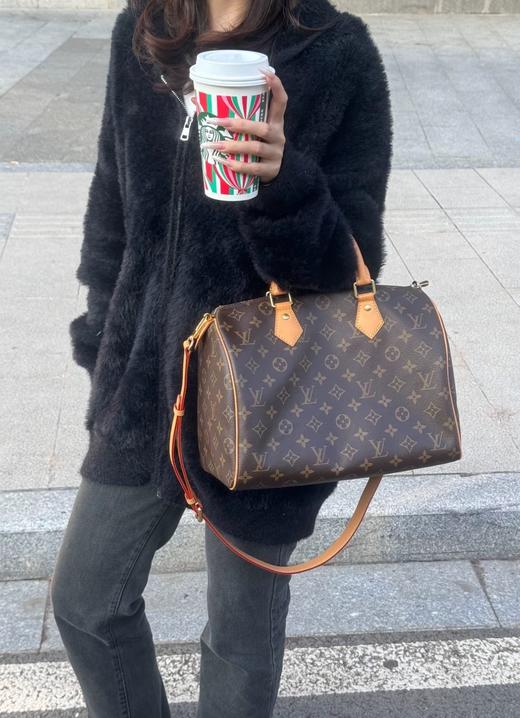 BT233-驴家 30 标志性造型翻卷手柄刻字挂锁可拆卸调节肩带 涂层帆布拼光滑牛皮 枕头包单肩斜挎手提包（BT*MM）7.22直播款 商品图4