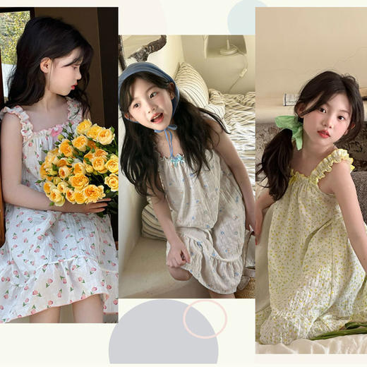 【A类品质，买一送一】【夏日必备】女童夏日泡泡裙宽花边褶皱设计蝴蝶结花边吊带泡泡裙100% 商品图2