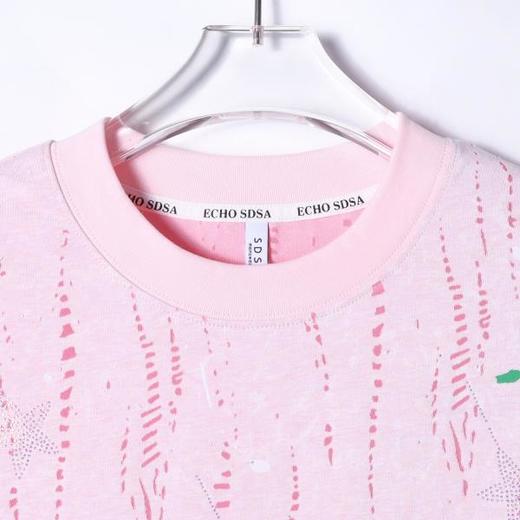 T4243SDSA夏季新款男士痞帅潮牌割破烫钻星星设计短袖T恤时尚圆领上衣 商品图2