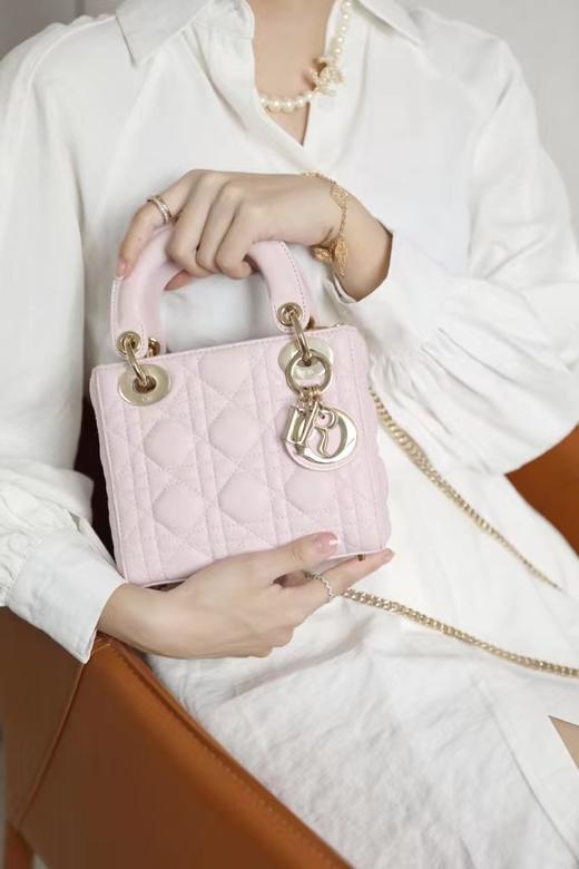 迪奥-Lady 粉色藤格纹漆GR原厂羊皮 mini 三格（LZ） 商品图3