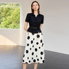 IWY/知性气质_黑色利落剪裁短袖西装女神范波点半身裙两件套CS2295 商品缩略图1