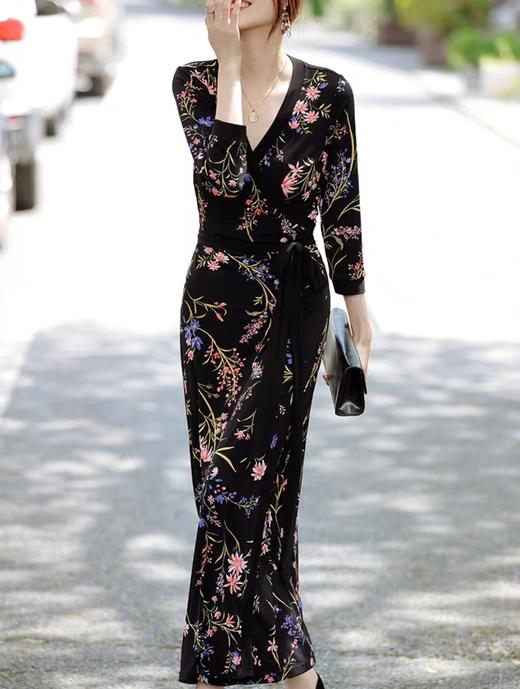 DVF新款花色桃之妖妖一片式裹身裙 商品图4