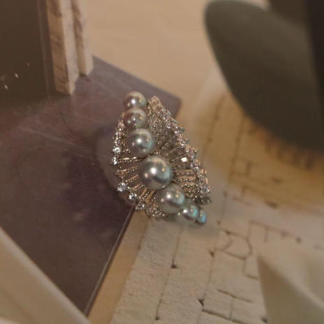 甄珠贝 akoya海水珠 真多麻色4-6mm渐变排戒 气场全开的一款 颗颗ji光bao亮 925银配件 商品图3