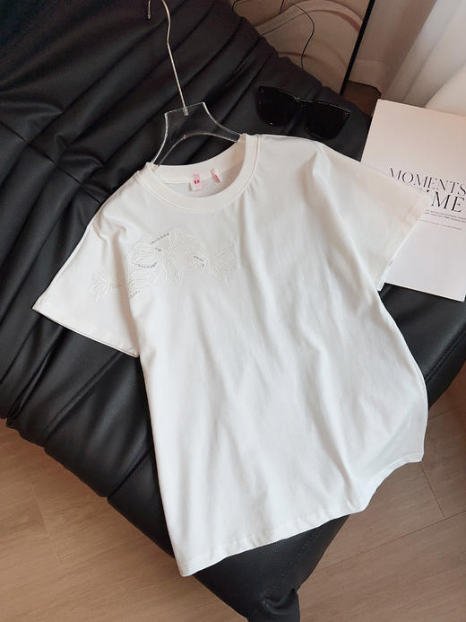 品牌正品立体刺绣镂空纯棉气质白T 商品图8