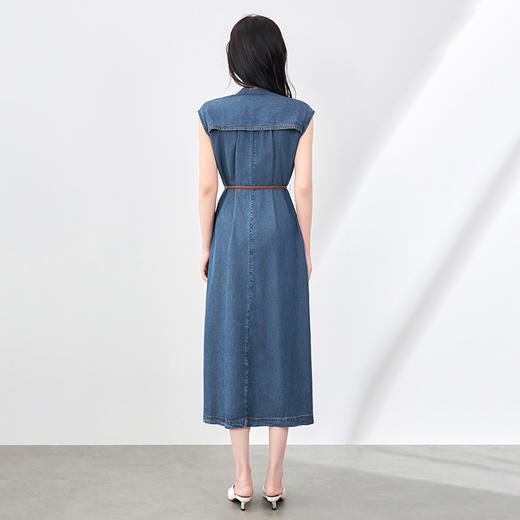 「高货wl」全新升级【铂金会员358/天猫479/差价121】(01001)洛诗琳气质莱赛尔连衣裙2025夏季法式天丝牛仔连衣裙女 商品图1