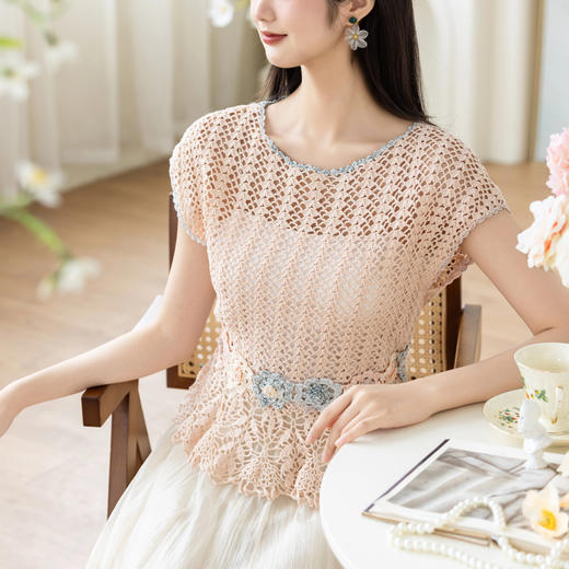 苏苏姐家致蕾镂空背心手工diy蕾丝线纯棉毛线编织自制材料包 商品图1