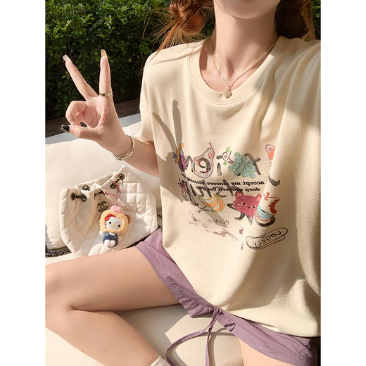 <曾小咸推荐>现货秒杀！卖完不补 ！微信打折价！韩系卡通印花宽松短袖 日常139.99 立减70 秒杀69.99！ 商品图3