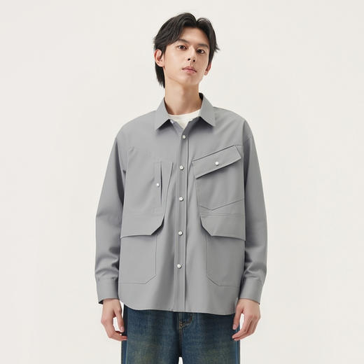 gxg.jeans男装 多口袋设计宽松工装翻领长袖衬衫外套 25年秋热卖 商品图2