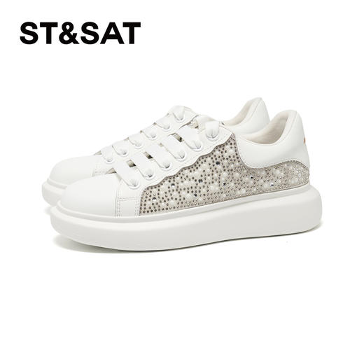 星期六精致满钻厚底小白鞋SSD3112058 商品图4