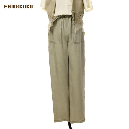 Famecoco范可儿轻薄垂感天丝直筒裤宽松休闲长裤25夏新FAD3GA031 商品图0