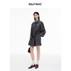 SELFWHO羊毛混纺灰色条纹连衣裙女2025季秋新款可拆卸领带衬衫裙 商品缩略图2