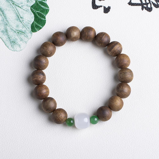 xy0465沉香+和田玉国风手串 商品图0