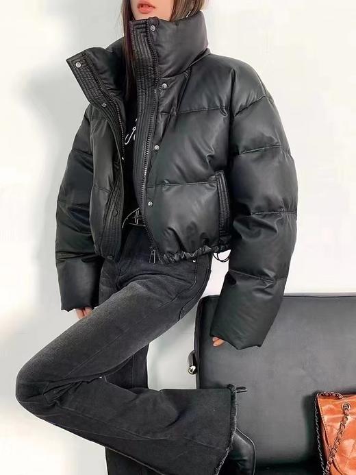 【YW】无忧购免洗pu皮羽绒棉服女短款冬季立领面包服小个子肯豆外套6816（截单后3-5天发货） 商品图3