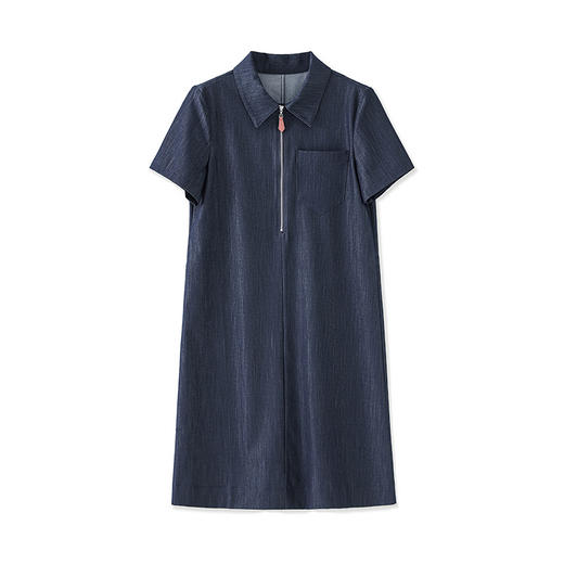 「高货wl」全新升级【铂金会员293/天猫399/差价106】(95525)洛诗琳简约半开襟拉链牛仔连衣裙2025夏季直筒遮肉A字裙 商品图4