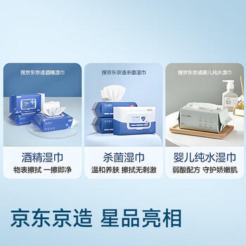 京东京造杀菌湿巾80片*4包 杀菌率99.9%无酒精湿巾纸 卫生湿纸巾儿童可用 商品图4