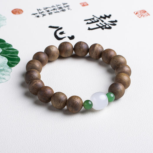 xy0465沉香+和田玉国风手串 商品图2