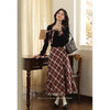 鹿向南「复古格调」红色格子高腰A字半身裙女初秋气质显瘦长裙子 商品缩略图2