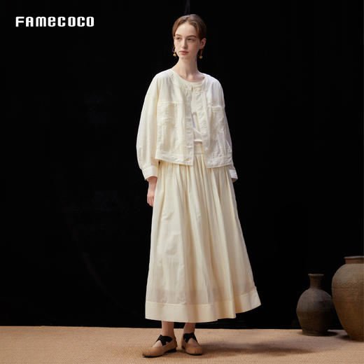 设计师品牌FAMECOCO桑蚕丝棉A字半裙长款大摆伞裙25夏新FAD3HA028 商品图2