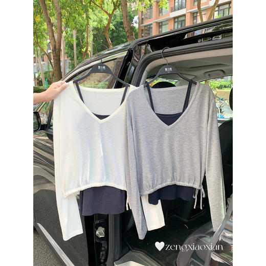 <曾小咸推荐>松弛感宽松针织罩衫吊带两件套【预售3-15天发货】 商品图4