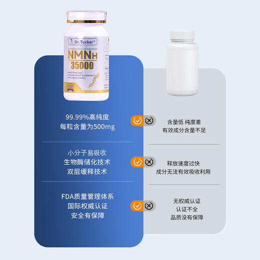 【进博会特邀】Dr.Tucker 塔克瑞博士NMNH3500抗衰NAD+前体β烟酰胺单核苷酸 7粒体验装 商品图4