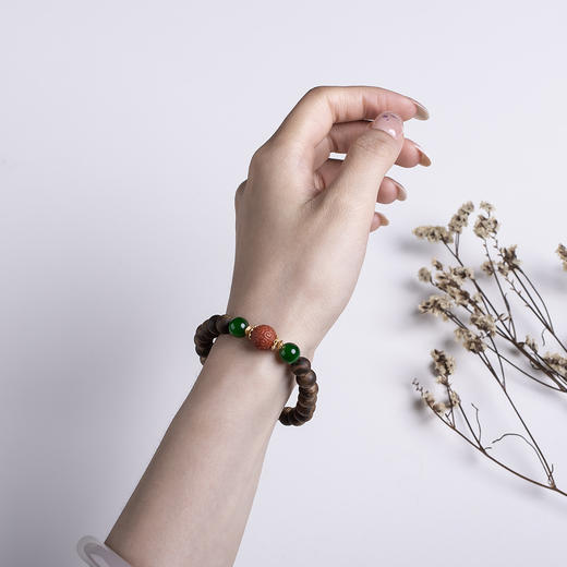 xy0468沉香+碧玉南红回纹珠手串 商品图8