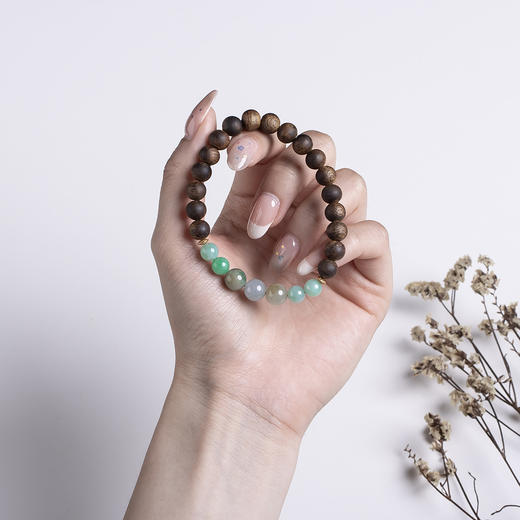 xy0467沉香+翡翠单圈手串 商品图7