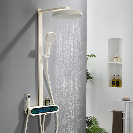 5949天空之境数显四档花洒-奶白 商品图0