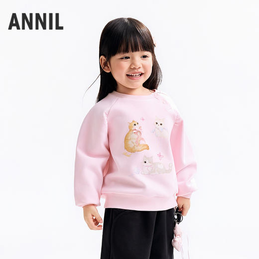【实体店同款】女童圆领长袖卫衣秋季新款安奈儿童装XG531205 商品图1