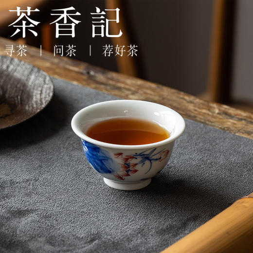 茶香记手绘荷花压手杯茶杯景德镇陶瓷品茗杯80ml茶室主人杯茶具 商品图1