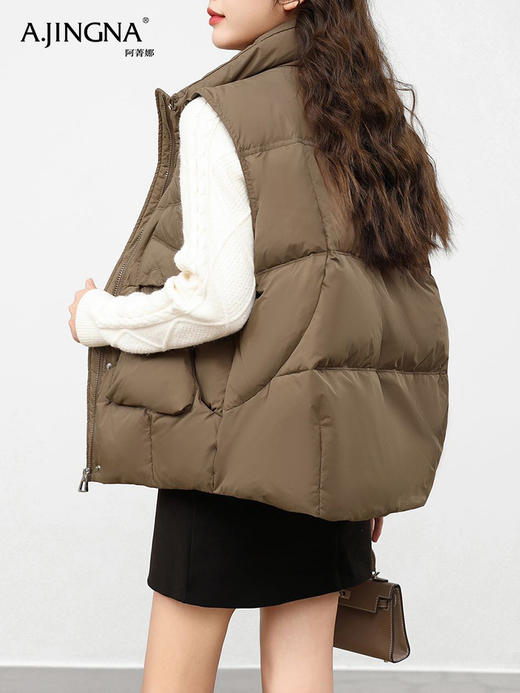 【商城同款】阿菁娜“暖空气”宽松立领羽绒马甲F30D203002 商品图4