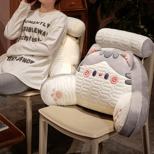 自然醒水晶绒抱抱猫乳胶拥抱式腰靠床上卧室睡觉枕头靠着看书护腰靠枕女QYL 商品图11