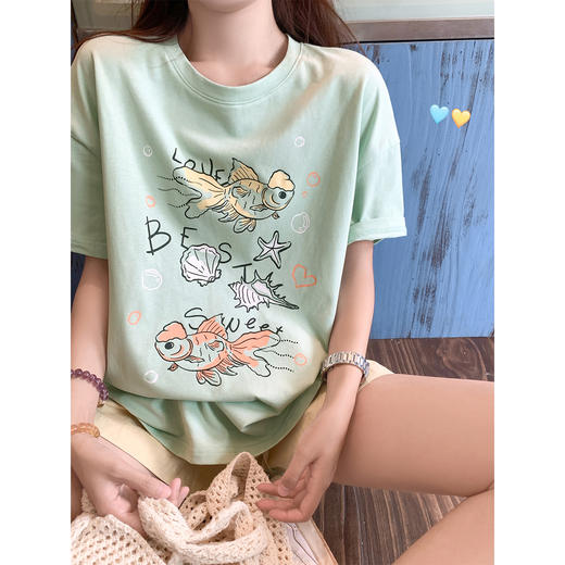 【110元任选2件】最后一波现货！海洋生物涂鸦印花T恤短袖or黄色短裤 商品图1