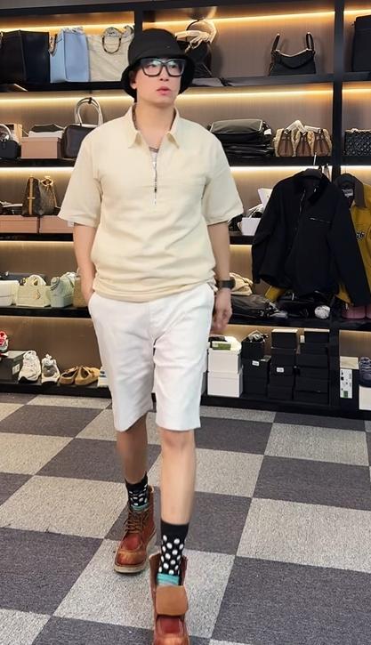 纯色半拉链休闲短袖 商品图2