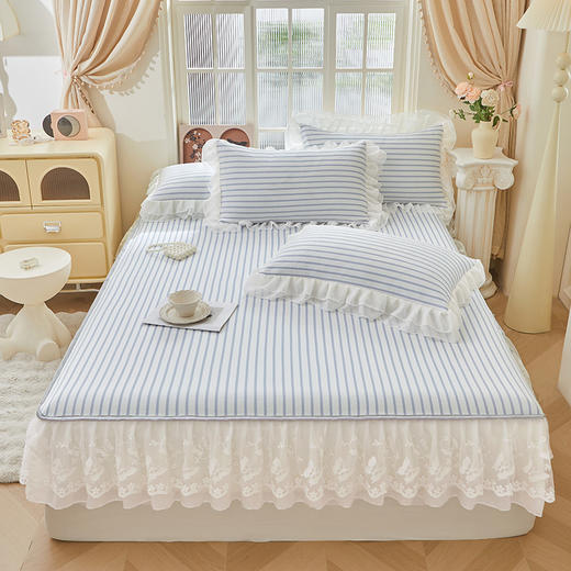 PE凉感豆豆花边床笠席空调席凉席三件套 商品图6