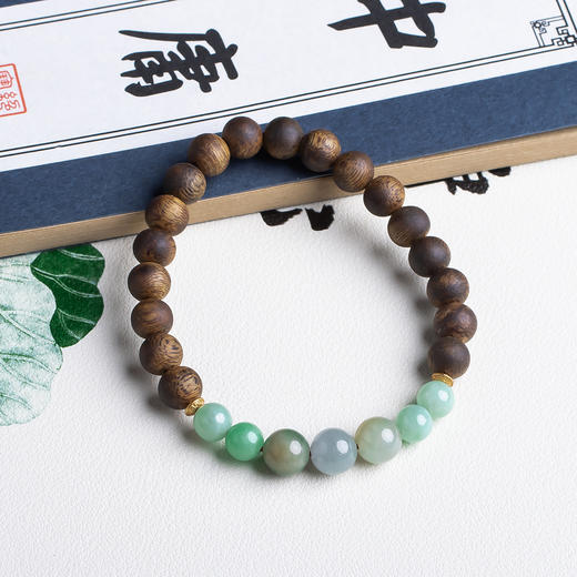 xy0467沉香+翡翠单圈手串 商品图4