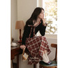 鹿向南「复古格调」红色格子高腰A字半身裙女初秋气质显瘦长裙子 商品缩略图3