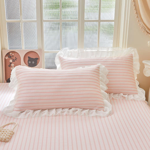 PE凉感豆豆花边床笠席空调席凉席三件套 商品图3