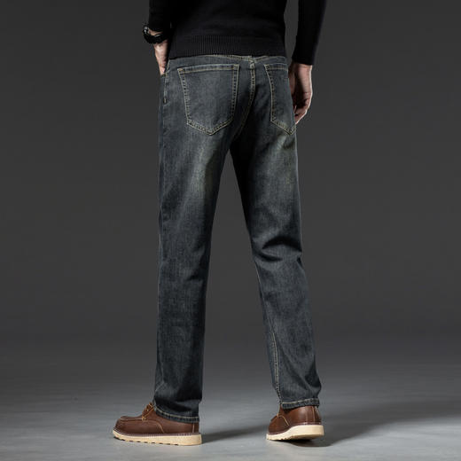 【含棉】圣得西男士微弹直筒裤2025年秋季新款棉弹舒适百搭牛仔裤 商品图14