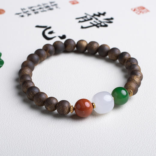 xy0470沉香+国玉三宝国风手串 商品图2