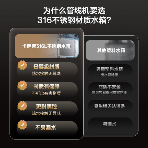 卡萨帝（Casarte）金钢芯管线机家用主管路不锈钢无塑料味0硅胶无异味温水同享厨下RO机大流速即热式净饮机CGR-GH1U1 商品图2