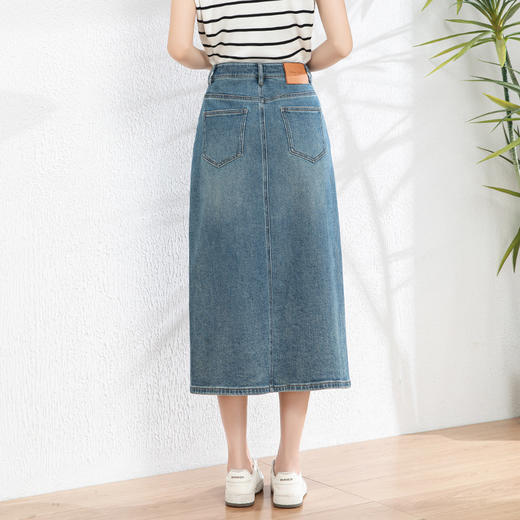 「高货rg」全新升级【铂金会员183/天猫239/差价56】(10624)洛诗琳前开叉A版半身裙2025年夏季新款百搭显瘦牛仔裙女 商品图3