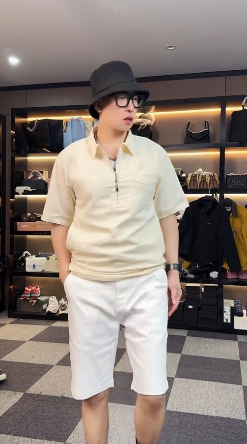 纯色半拉链休闲短袖 商品图3