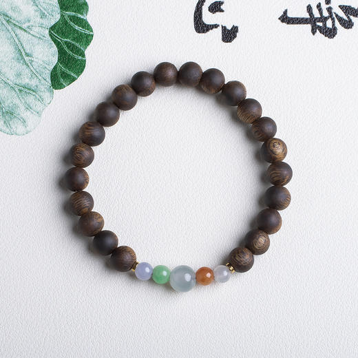 xy0472沉香+翡翠养身手串 商品图0