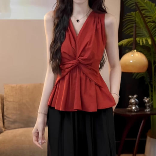 裁缝学苑AH40扭结V领无袖衬衫纸样女装背心上衣样板图纸版型 商品图4