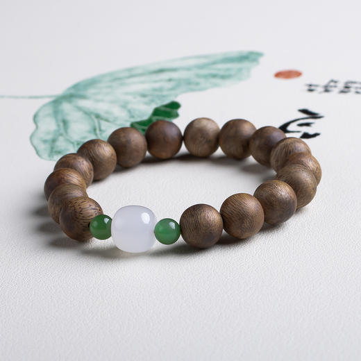 xy0465沉香+和田玉国风手串 商品图3