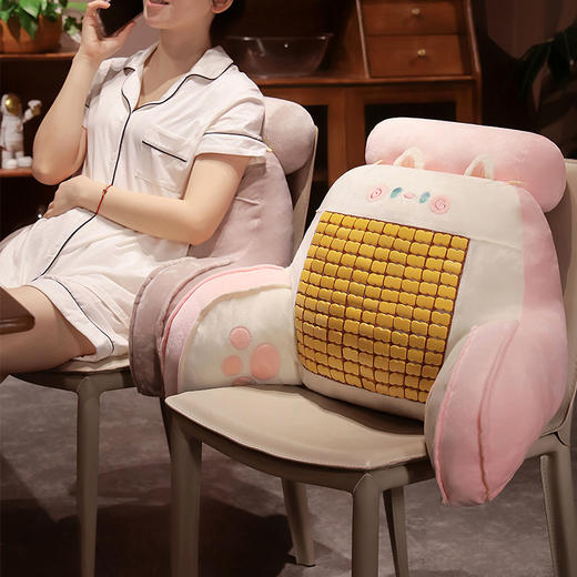自然醒抱抱猫加高竹席拥抱式腰靠夏季凉席床头靠垫软包护腰靠枕大靠背抱枕QYL 商品图13