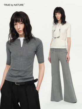 TRUE by NATURE/25SPT03/运动风拉链领口短袖T恤