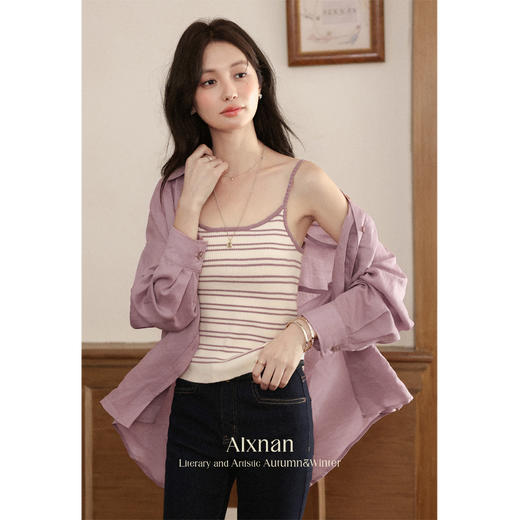 鹿向南「如风有信」拼色条纹吊带背心夏季新款百搭外穿通勤上衣女 商品图0