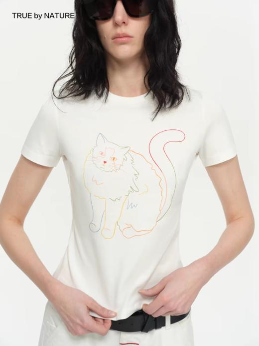 TRUE by NATURE/25SPT01/原创小猫印花正肩T恤 商品图1